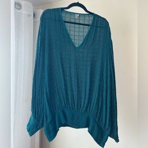 Anthropologie bl^ank London green beaded blouse. Size 2X